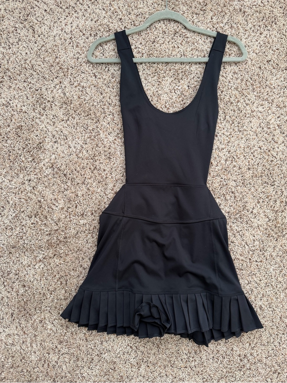 FP Movement by Free People Black Scoop-Neck Pleated Hem Mini Dress